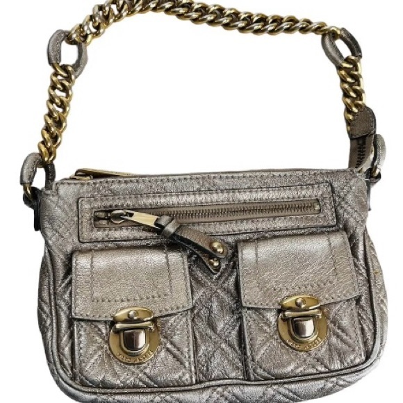 Marc Jacobs Cammie Quilted Metallic Gold Leather Handbag with Chain Strap - Picture 7 of 14